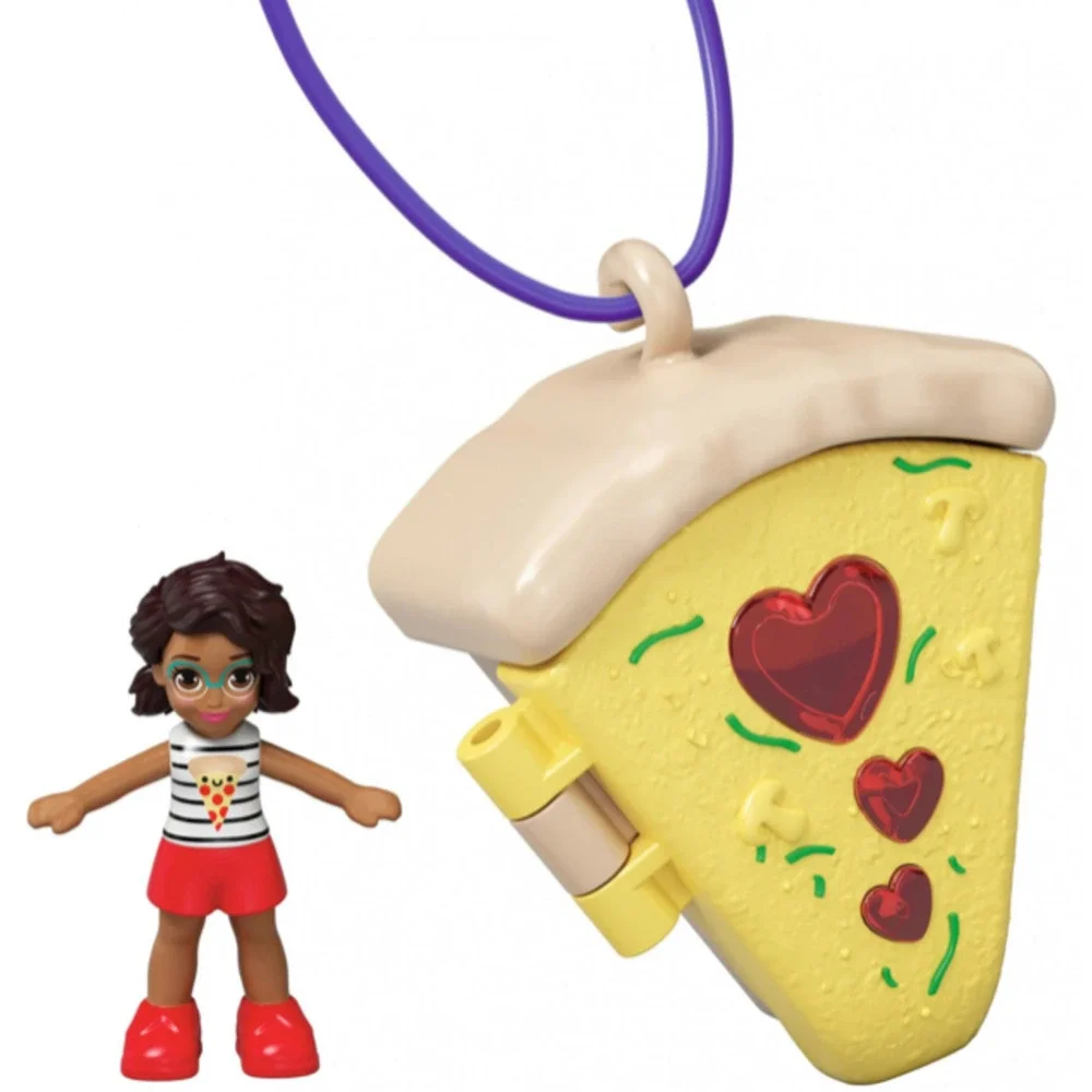 Polly Pocket Tiny Takeaway Micro DOLL & PURPLE ROCKET NECKLACE Series 1 2018 NEW